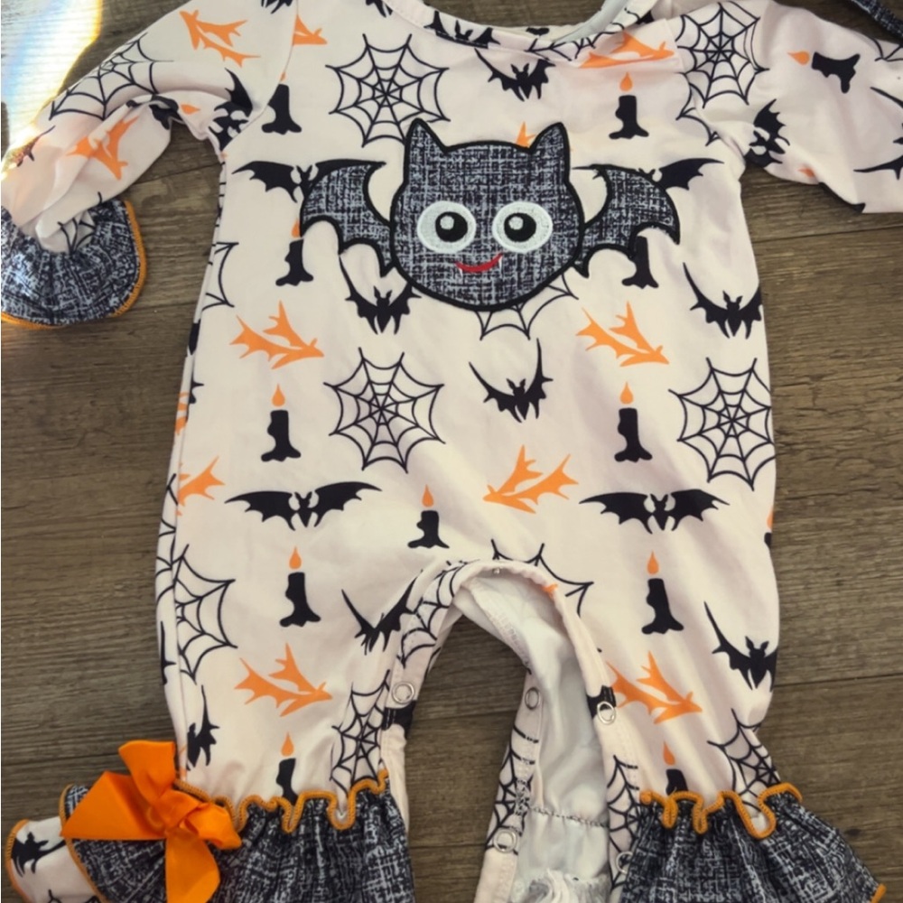 Halloween Bat and Spider Web Bodysuit